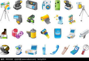 相机电话交卷等电子产品图案AI素材免费下载 编号4001068